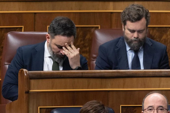 Archivo - El líder de Vox, Santiago Abascal (i) y el portavoz parlamentario de Vox en el Congreso, Iván Espinosa de los Monteros.
