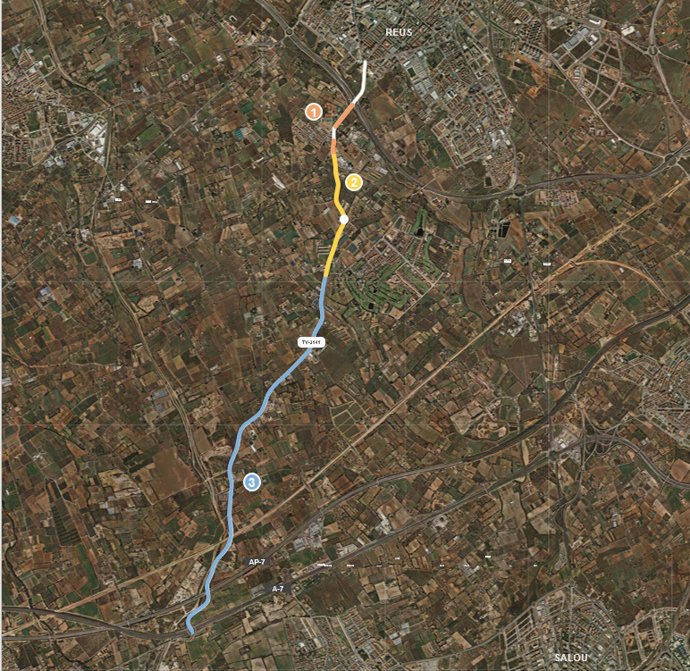 Tramos de la nueva vía para ciclistas y peatones