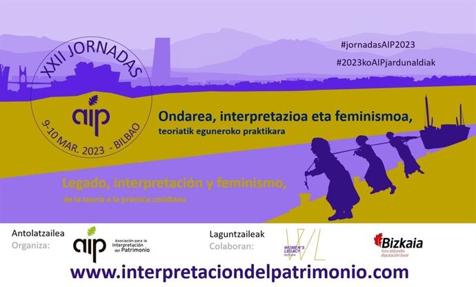 Cartel de la jornadas anuales de la AIP en Bilbao, bajo el lema "Legado, interpretación y feminismo"
