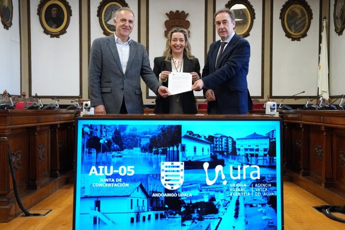 Andoain, URA y Junta de Concertación AIU5 firman un convenio para la coordinación con las obras de la regata Ziako