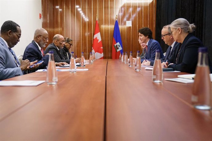 El presidente de Haití, Ariel Henry, y su homólogo canadiense, Justin Trudeau