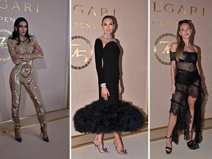 Lucía Rivera, Nieves Álvarez y Ester Expósito en el 75 aniversario de 'Serpenti' de Bvlgari en el Museo Thyssen