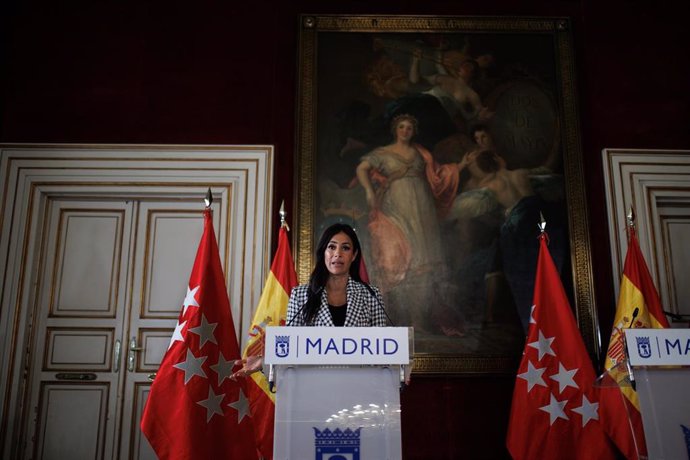 La vicealcaldesa de Madrid, Begoña Villacís, ofrece una rueda de prensa, en la Casa de la Villa, a 17 de febrero de 2023