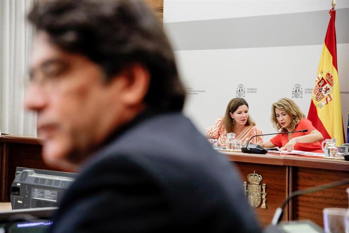 Archivo - En primer plano, el consejero de Transportes e Infraestructuras de la Comunidad de Madrid, David Pérez, y en segundo plano, la ministra de Transportes, Movilidad y Agenda Urbana, Raquel Sánchez, durante la reunión de la Conferencia Sectorial d