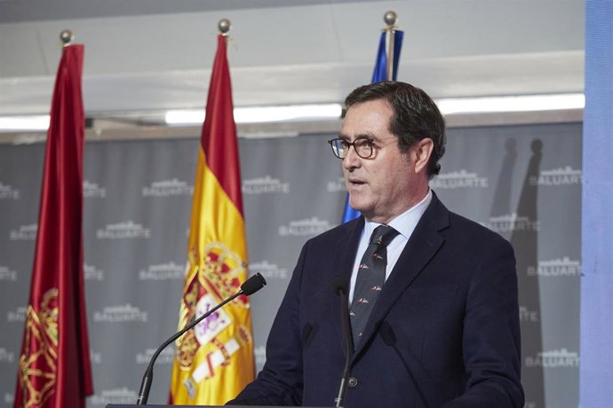 El presidente de la CEOE, Antonio Garamendi, durante el acto de entrega del Premio Navarra Empresarial
