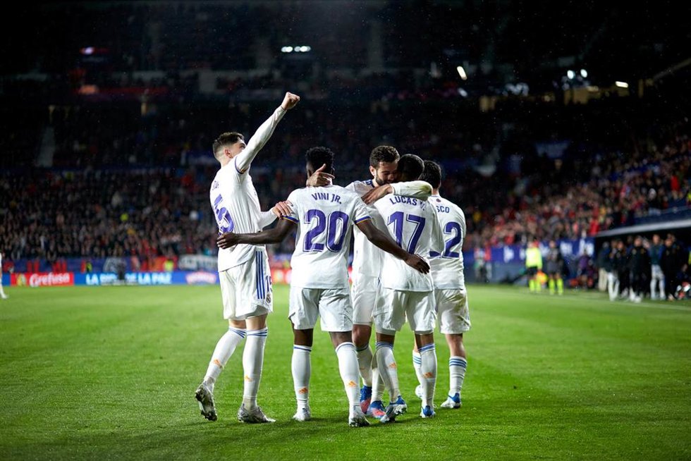 Archivo - Lucas Vázquez celebra su gol para el Real Madrid en El Sadar, en LaLiga Santander 2021-2022.