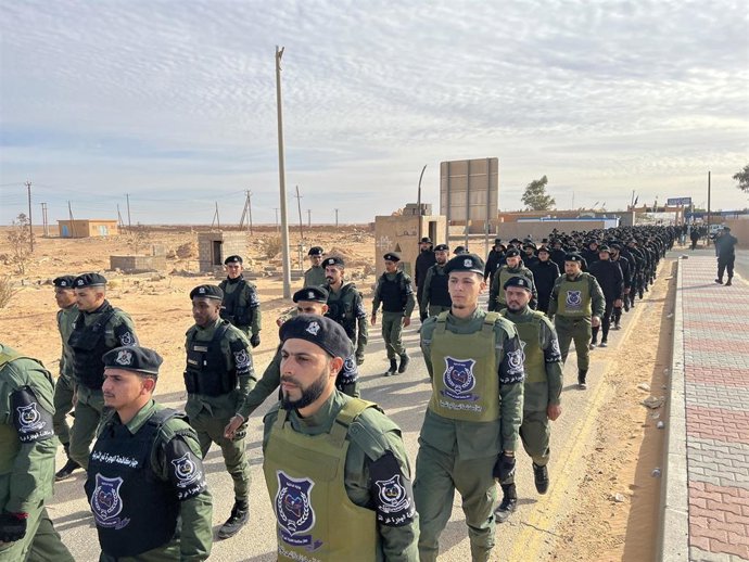 Imagen de archivo de fuerzas de seguridad libia en el paso fronterizo de Ghadames 