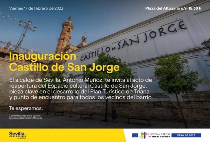 Invitación aportada por el PP sobre el acto de inauguración del Castillo de San Jorge.