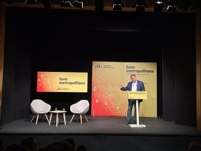 El presidente de ERC, Oriol Junqueras, en la Conferencia Metropolitana de ERC en Barcelona