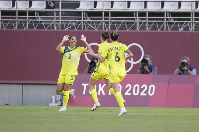 Archivo - Sam Kerr celebra un gol con la selección australiana en los Juegos Olímpicos de Tokio de 2021