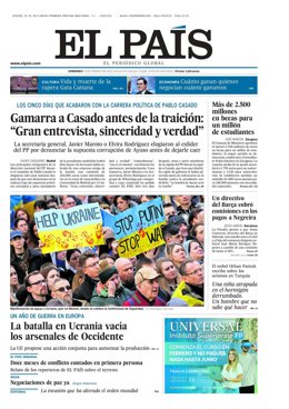 Portada de El País del domingo 19 de febrero.