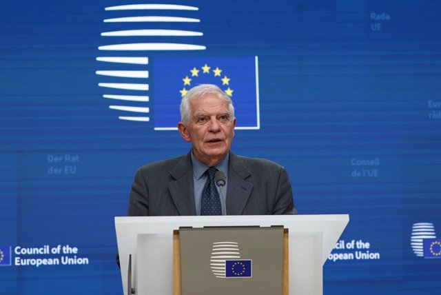 HANDOUT - 23 January 2023, Belgium, Brussels: European Union Foreign Policy chief Josep Borrell gives a press conference after the EU Foreign Ministers meeting in Brussels. Photo: -/European Council/dpa - ATTENTION: editorial use only and only if the cr