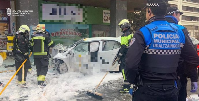 Fallece un conductor en un accidente en barrio de San Juan en Pamplona.