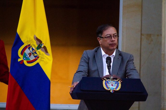13 February 2023, Colombia, Bogota: Colombia's President Gustavo Petro presents a bill to reform Colombia's healthcare system during an event at Narino Presidential Palace. Photo: Chepa Beltran/VW Pics via ZUMA Press Wire/dpa