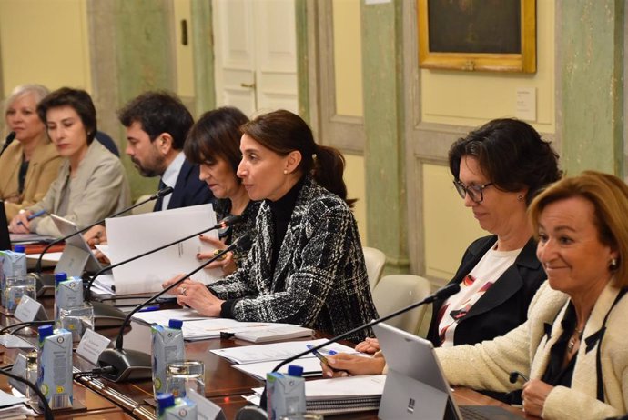La ministra de Justicia, Pilar Llop, durante una reunión con una delegación de la Comisión de Derechos de las Mujeres e Igualdad de Género del Parlamento Europeo (FEMM) a 20 de febrero de 2023 en Madrid.