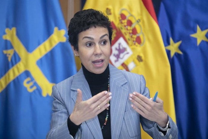 La secretaria de Estado de Transportes, Movilidad y Agenda Urbana, Isabel Pardo de Vera, comparece después de la reunión, en la sede de Presidencia, a 24 de enero de 2023, en Oviedo, Asturias (España). El objetivo del encuentro es explicar la citación e