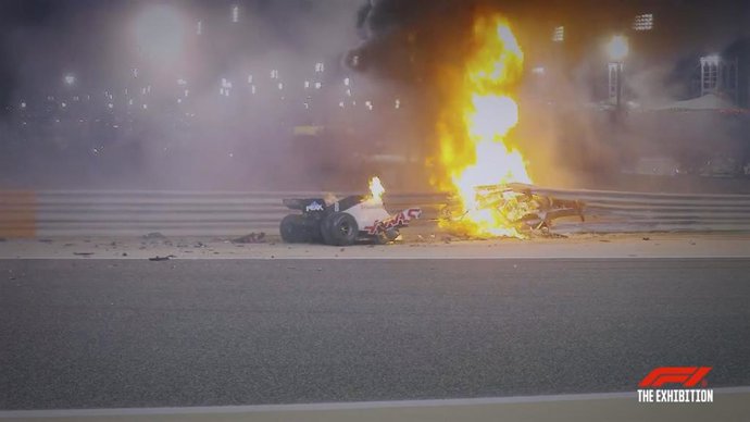 Accidente de Romain Grosjean en Baréin en 2020.