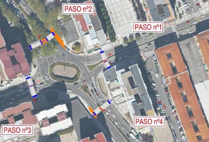 Pamplona plantea cuatro nuevos pasos de peatones semaforizados en el entorno de la rotonda de San Jorge.