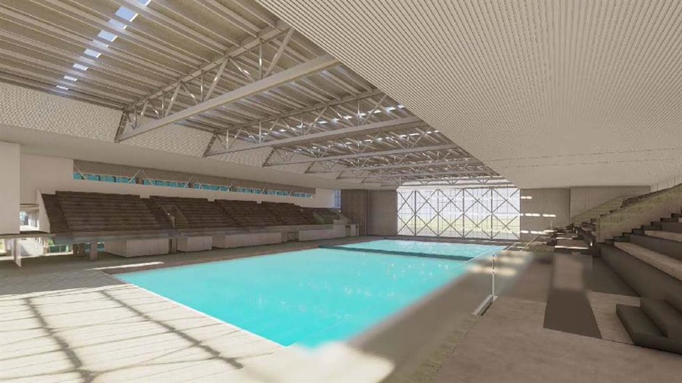 Imagen virtual de la piscina de competición del Centro Acuático Estadio Nacional de Chile