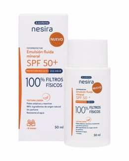 Nesira lanza 'Nesira Emulsión fluida mineral SPF50+', un nuevo protector solar que prescinde de filtros químicos.