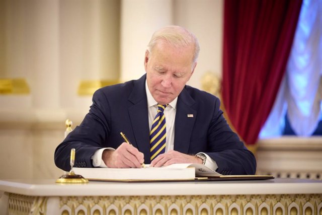 Joe Biden, presidente de Estados Unidos, durante su visita a Kiev