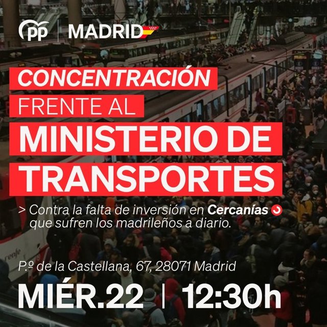 Cargos del PP de Madrid se concentran frente al Ministerio de Transportes