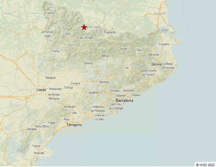 Registrado un terremoto de magnitud 2,2 en la frontera entre el Alt Urgell (Lleida) y Andorra