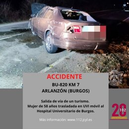 Gráfico elaborado por el 112 con datos sobre el acciente en la BU-820 en Arlanzón