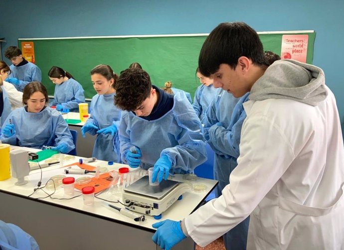 Estudiantes de la Facultad de Ciencias de la CEU UCH del equipo SWICEU dirigen a alumnos de Secundaria y Bachillerato de cinco colegios valencianos en los experimentos para la búsqueda de nuevos antibióticos