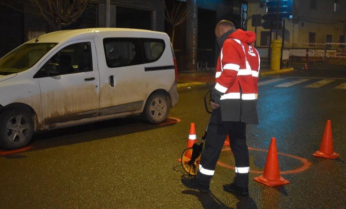 Un Policía Foral en el lugar del suceso