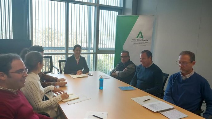 Reunión de la delegada territorial María Isabel Solís para abordar inversiones en la Sierra Morena sevillana.