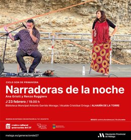 El ciclo 'Son de Primavera' del Centro del 27 de Diputación de Málaga trae a la narradora Ana Griott y al músico Renzo Ruggiero.