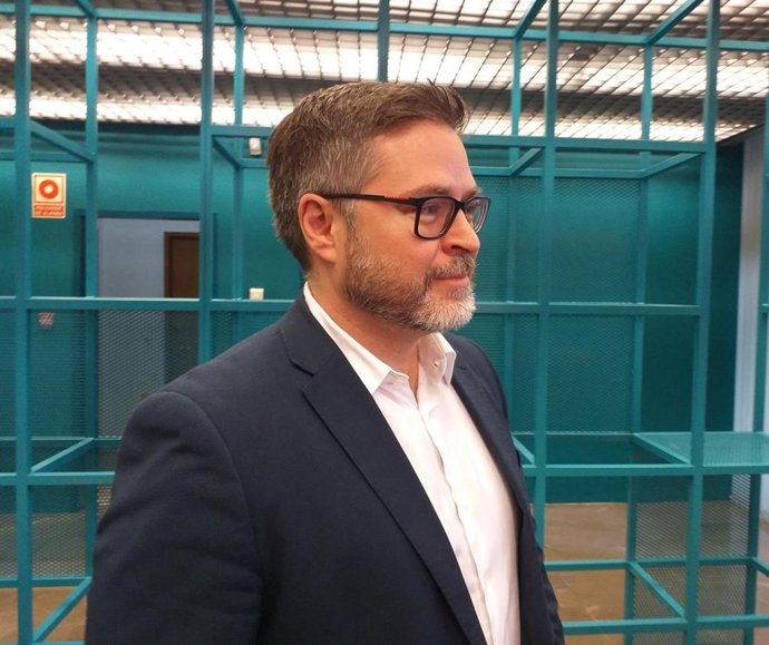 El director general de Transformación Digital del Ministerio de Justicia, Aitor Cubo, antes de participar en la jornada Laboratorio Legal y Justicia Tech, en el edificio AS5HUB del Parque Científico y Tecnológico de Gijón