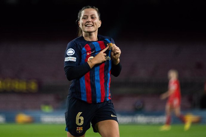Archivo - Claudia Pina of FC Barcelona celebrates a goal during UEFA Women Champions League, football match played between FC Barcelona and Bayern Munich at Spotify Camp Nou on November 24, 2022 in Barcelona, Spain.