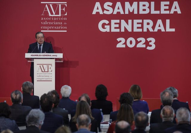 El presidente de la Asociación Valenciana de Empresarios (AVE), Vicente Boluda, interviene durante la Asamblea General de la Asociación Valenciana de Empresarios (AVE),