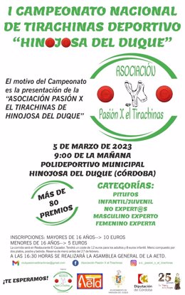 Cartel del I Campeonato Nacional de Tirachinas Deportivo 'Hinojosa del Duque'.