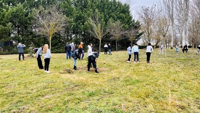 Más de 30 estudiantes participan en la plantación de árboles en Haro