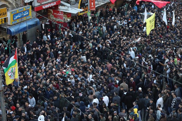 Funeral de los palestinos muertos tras una redada del Ejército de Israel en la ciudad de Nablús, Cisjordania