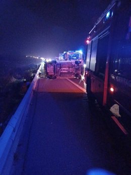Vehículo accidentado en la A-30 a su paso por Cartagena (Murcia)