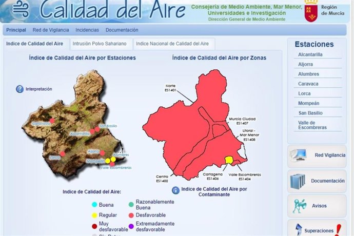 Mapa de calidad del aire