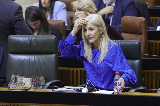 La consejera de Desarrollo Educativo y Formación Profesional de la Junta de Andalucía, Patricia del Pozo, en el Parlamento andaluz.