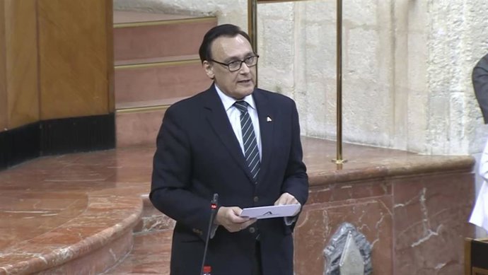 El consejero de Universidad, Investigación e Innovación de la Junta de Andalucía, José Carlos Gómez Villamandos, en el Pleno del Parlamento.