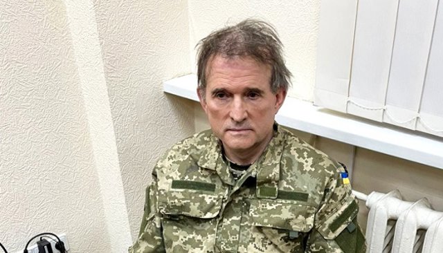 Archivo - Viktor Medvedchuk, durante su detención en Ucrania.