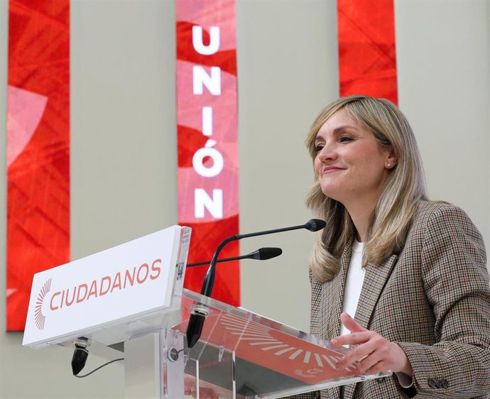 La portavoz nacional de Ciudadanos, Patricia Guasp, em rueda de prensa.