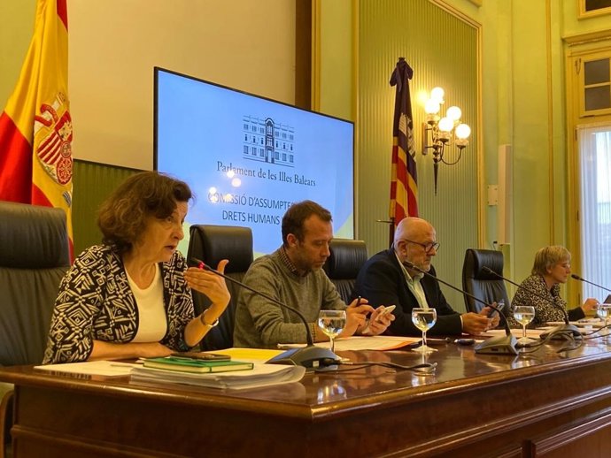 La consellera de Asuntos Sociales y Deportes, Fina Santiago,durante la presentación del III Plan Estratégico de Servicios Sociales del Govern en el Parlament.