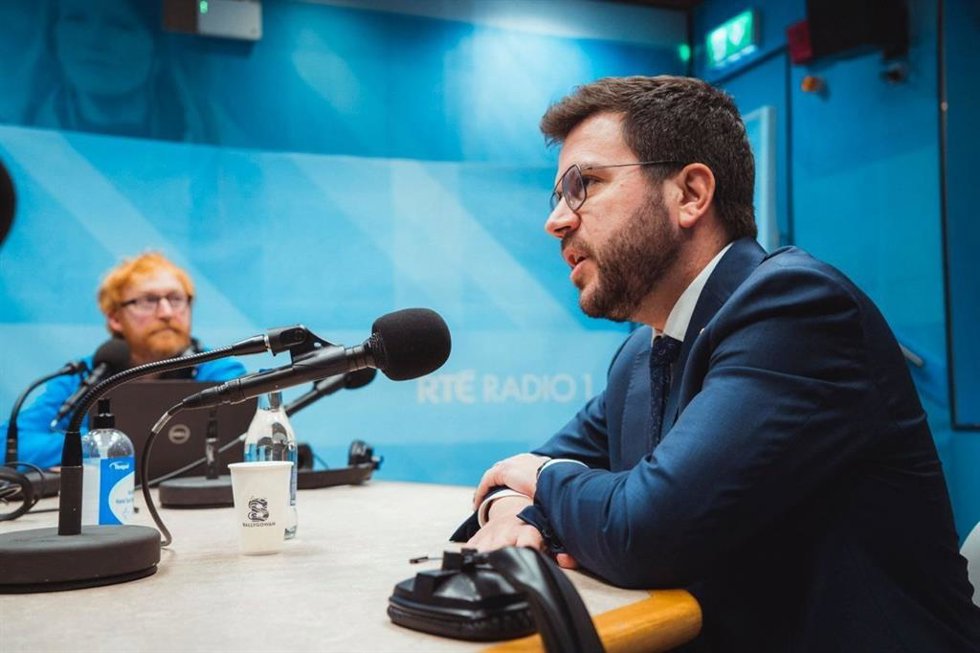 El presidente de la Generalitat, Pere Aragons, durante la entrevista.