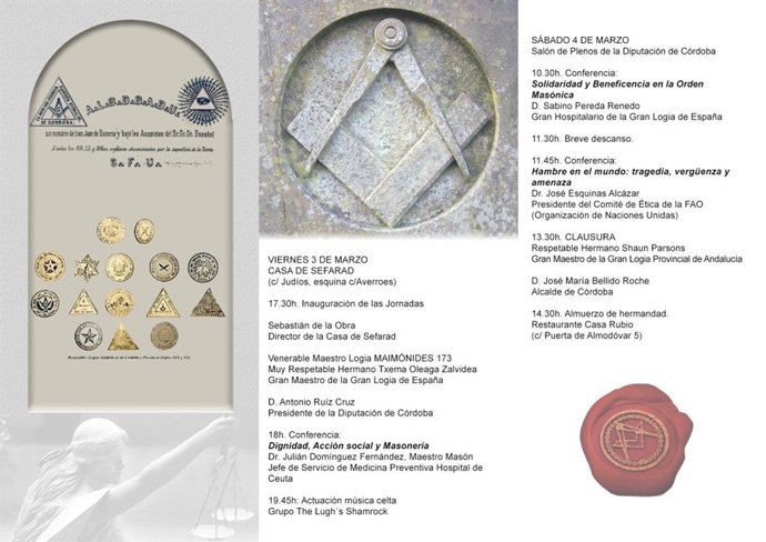 Cartel de las Jornadas sobre 'La Presencia de la Masonería'.