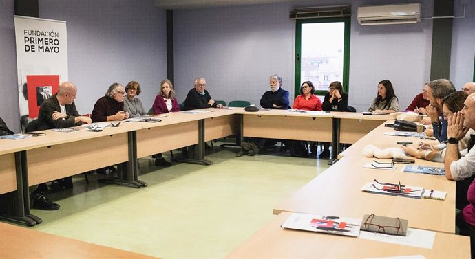 El Consejo Asesor de la Fundación 1 de Mayo, reunido el 21 de febrero de 2023 en el Centro Abogados de Atocha, en Madrid.