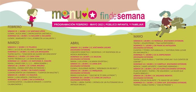 Porgramación de los próximos meses de 'Menudo fin de semana'.