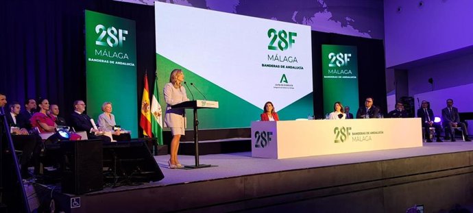 La consejera de Economía, Hacienda y Fondos Europeos, Carolina España, en el acto del Dia de Andalucía de Málaga.